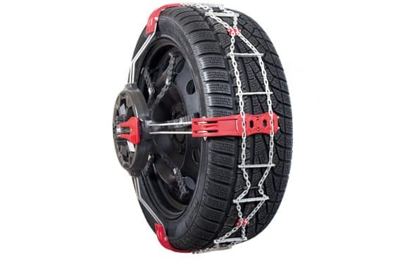 Snow chain with front mounting for light commercial vehicles and 4×4s