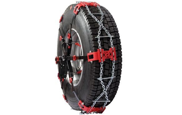 Snow chain with front mounting for lorries and buses