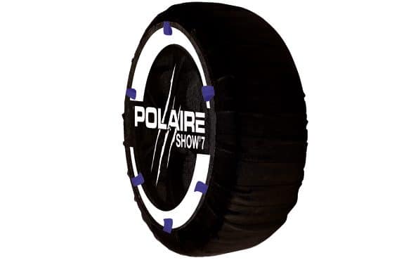  Polaire SHOW 7 - Paire de Chaînes Textiles à Neige Haute  Résistance pour Véhicules Utilitaires Légers et 4X4 - Type Chaussette -  Silencieuse et Légère - Fournie avec sa Boîte de Transport et Gants