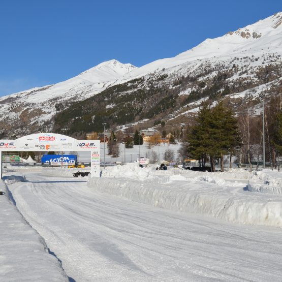 Serre Chevalier icy track for 2020 snow chain trials