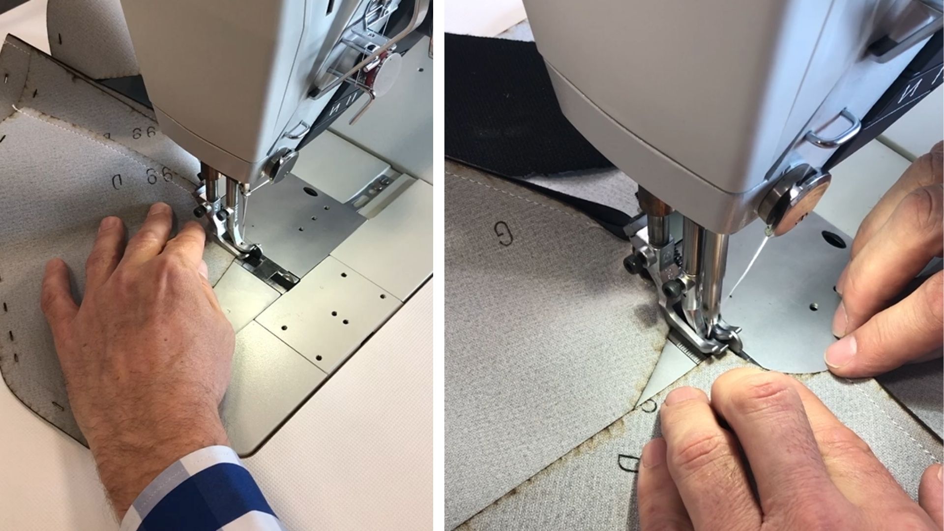 couture-soufflet-levier-vitesse-automobile Fabrication de soufflet automobile en textile avec opération de couture en atelier industriel