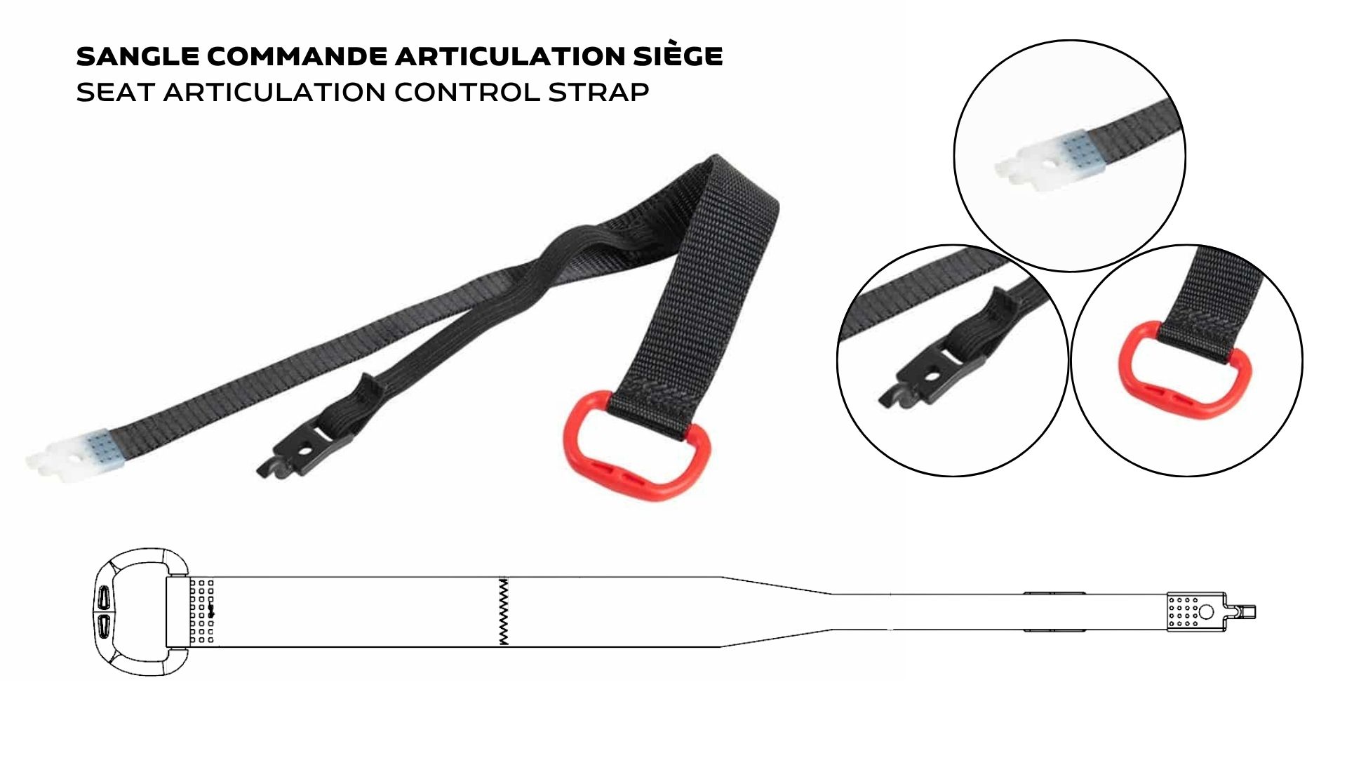 OEM rear control joint elastic strap Woven system for rear seat hinge control